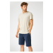 Koton Men's Blue Strapon Cotton Shorts