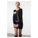 Trendyol Black Ribbon Detailed Beaded Knitted Cardigan