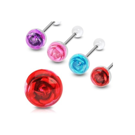 Piercing do jazyka ruža - Farba piercing: Ružová