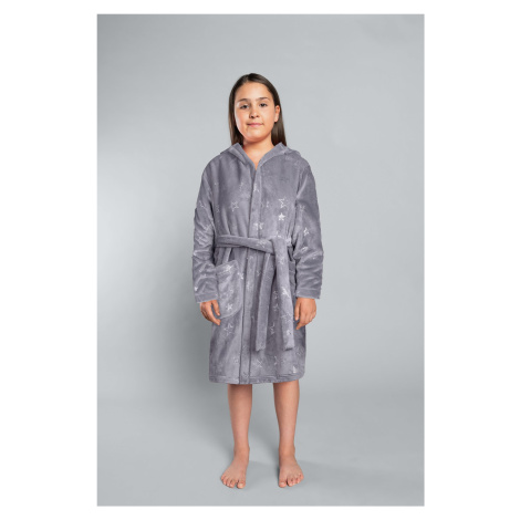 Arte Long Sleeve Bathrobe for Girls - Grey Italian Fashion