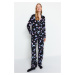 Trendyol Black 100% Cotton Galaxy Patterned Shirt-Pants Pajamas Set