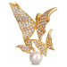 JwL Luxury Pearls Prekrásna pozlátená brošňa s pravou perlou 2v1 Motýliky JL0630