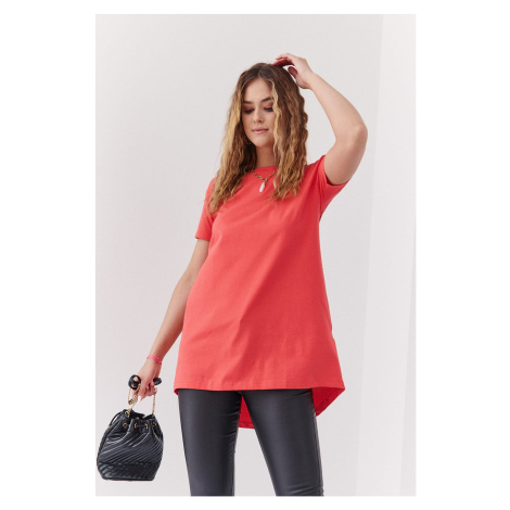 Asymmetrical coral tunic with wings on the back FASARDI
