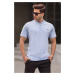 Madmext Baby Blue Classic Collar Men's T-Shirt 6067