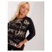 Plus size black cotton blouse with a round neckline