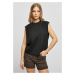 Women's organic top with heavy pleated shoulder in black