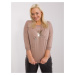 Dark beige blouse plus size with 3/4 sleeves