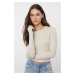 Trendyol Stone Premium Viscose Crew Neck Crop Stretchy Knitted Blouse