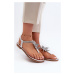 Women's flat sandals with decorative flower Silver Edoni