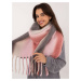 Pink and dark gray thick women's scarf