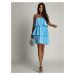 Women's summer dress with ruffles - light blue