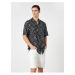 Koton Summer Shirt with Short Sleeves and Ethnic Printed Classic Collar