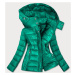 Zelená dámska prešívaná bunda s kapucňou, ktorú je možné odopnúť (7560)