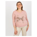 Light pink V-printed blouse with V-neck