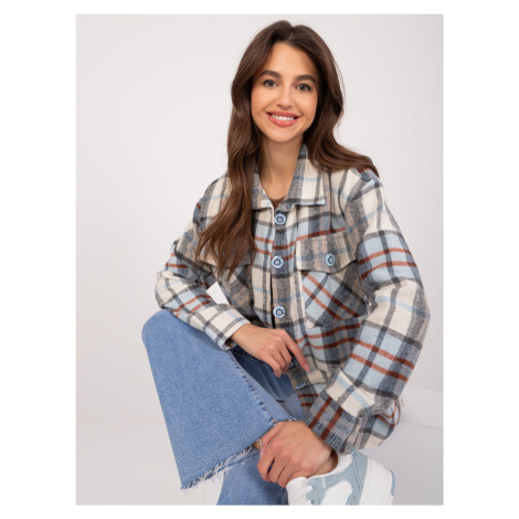 Ecru light blue thick plaid shirt by Solomia