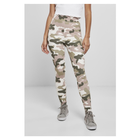 Women's high-waisted leggings Camo Tech camouflage/pink Urban Classics