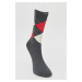 ALTINYILDIZ CLASSICS Men's Anthracite-Red-Ecru Patterned Cotton Casual Socks.