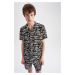 DEFACTO Regular Fit Printed Viscose Short Sleeve Hawaiian Shirt