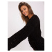 Black summer sweater with round neckline