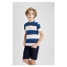 DEFACTO Boys' Crew Neck Striped Short Sleeve T-Shirt