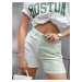 Light green two-tone denim shorts with high waist