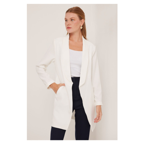 Bigdart Woman's White Long Blazer Jacket 0705