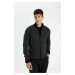 DEFACTO Black Standard Fit Regular Cut Stand Collar Zippered Knitwear Cardigan