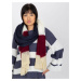 Women's knitted scarf ecru-burgundy color