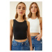 Happiness İstanbul Women's Black and White Strapless Sandy 2-pack Crop Top
