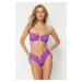 Trendyol High Waist High Leg Brazilian Bikini Bottom with Purple Accessories