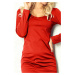 Dámske šaty NUMOCO jednoduché s dlhým rukávom viskózovej krátke meď - Červená - Numoco měděná