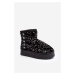 Women's platform snow boots decorated with sequins, black Silmo