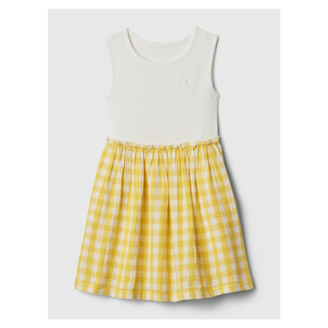 Bielo-žlté dievčenské kockované šaty GAP
