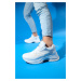 LuviShoes CROWN White Gray Lace-Up Women's Thick Sole Sports Sneakers