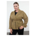 Trendyol Curve Green Regular Fit Short Length Technical Fabric Plus Size Trench Coat