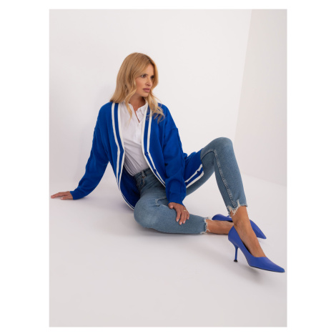 Women's cobalt blue cardigan with wool