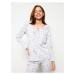 LC Waikiki Tie Collar Patterned Long Sleeve Women's Pajamas Set