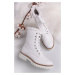 Biele kožené členkové šnurovacie topánky 1-26893