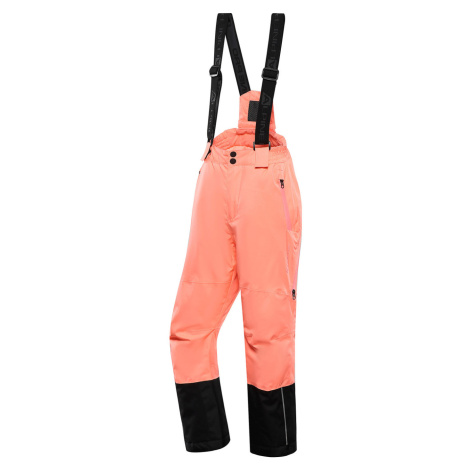 Alpine Pro Felero Detské lyžiarske nohavice s Ptx membránou KPAB321 neon salmon