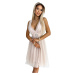 Women's tulle dress with neckline and decorative buckle Numoco