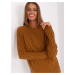 Light brown women's classic sweater with patterns