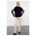 Trendyol Black Wide Fit Sleeve Folded Knitwear Sweater