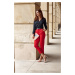 Elegant trousers with red pleated