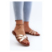 Women's flat-heeled slippers made of eco-leather, gold Rosalini