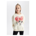 DEFACTO Girls Powerpuff Girls Crew Neck Soft Furry Thick Sweatshirt