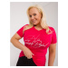 Red fitted plus size t-shirt with inscription