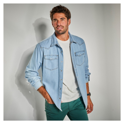 Džínsová košeľa na spínačky s dlhými rukávmi Blancheporte