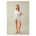 DEFACTO High Waist Double Leg Gabardine Shorts