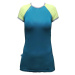 Women's functional bamboo T-shirt with short sleeves - petrol - green sleeves