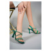 Riccon Women's Heeled Shoes 0012381 Green Satin